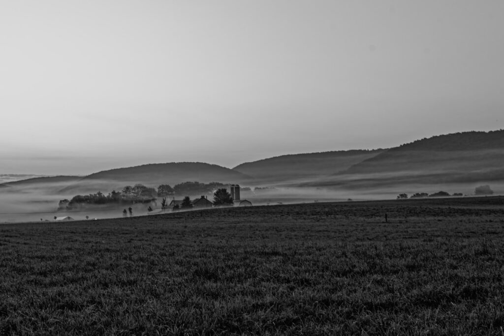 Archival silver gelatin print of the Pennsylvania countryside.